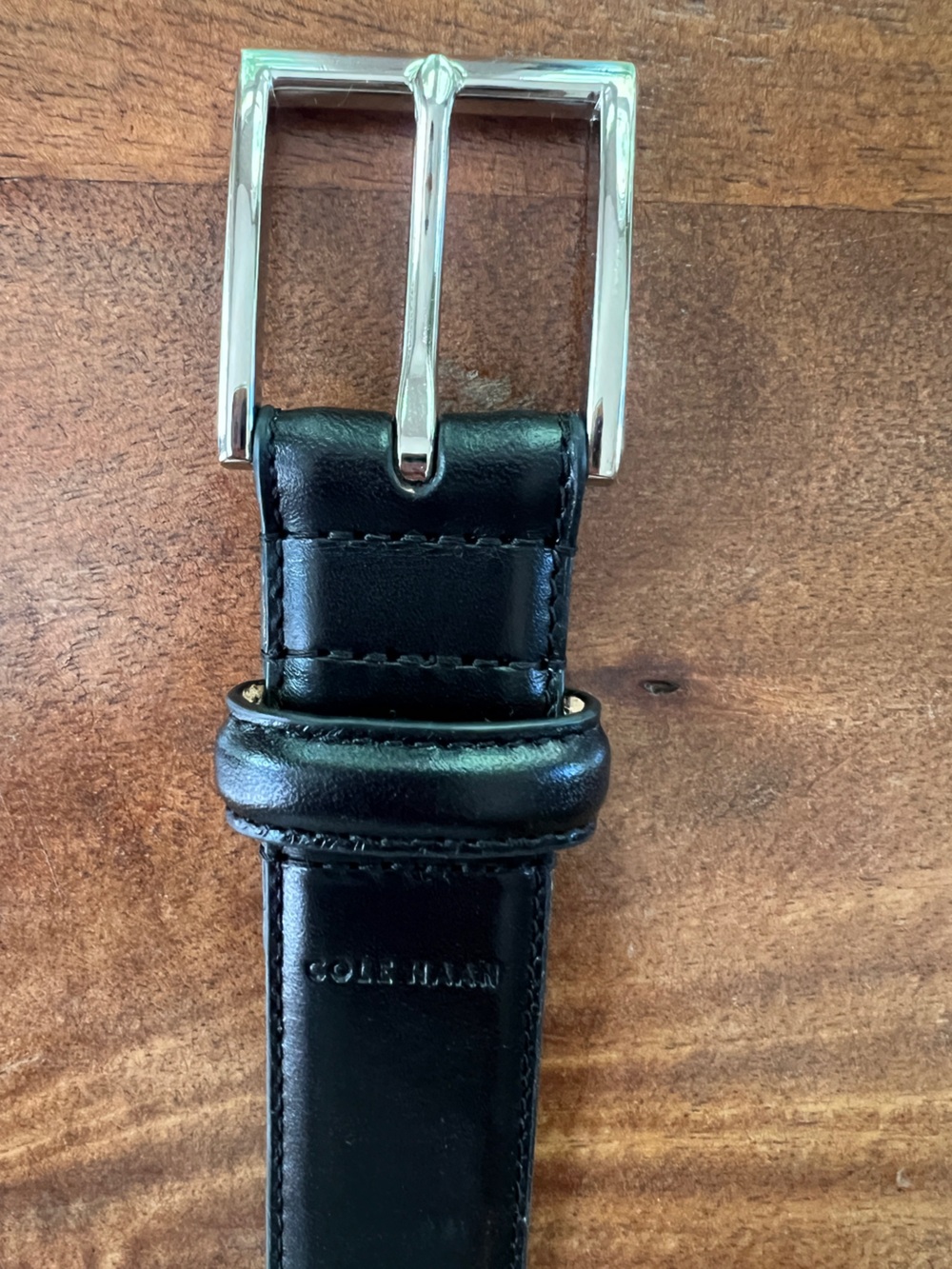 Cole Haan Belt Men's Black Leather Silver Buckle Size 38/95